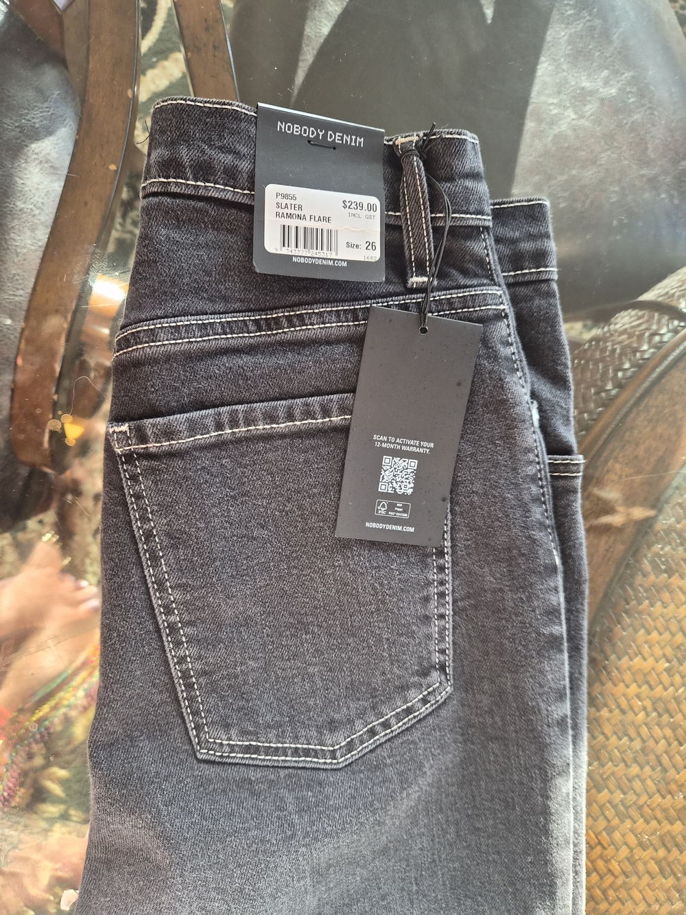 Nobody Denim Slater Ramona Flare Jeans in Washed Black